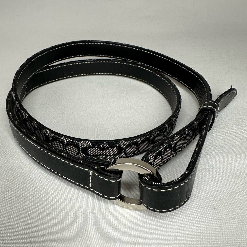 Coach Black and Gray Patterned Women's Belt